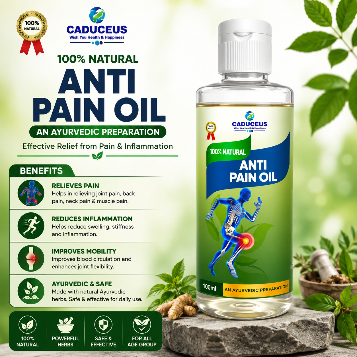 Anti Pain Relief Oil - Caduceus wellness product